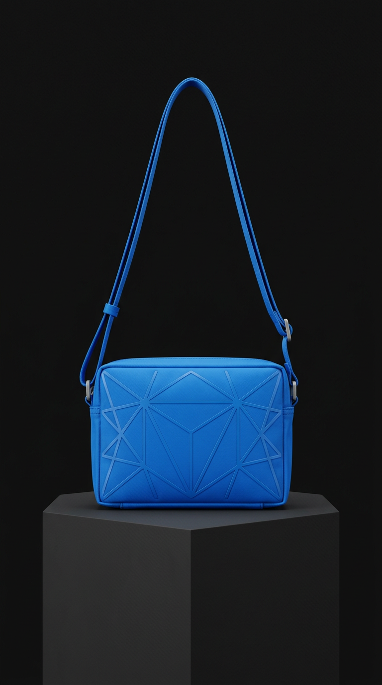 Electric Blue Geometric Logo Crossbody
