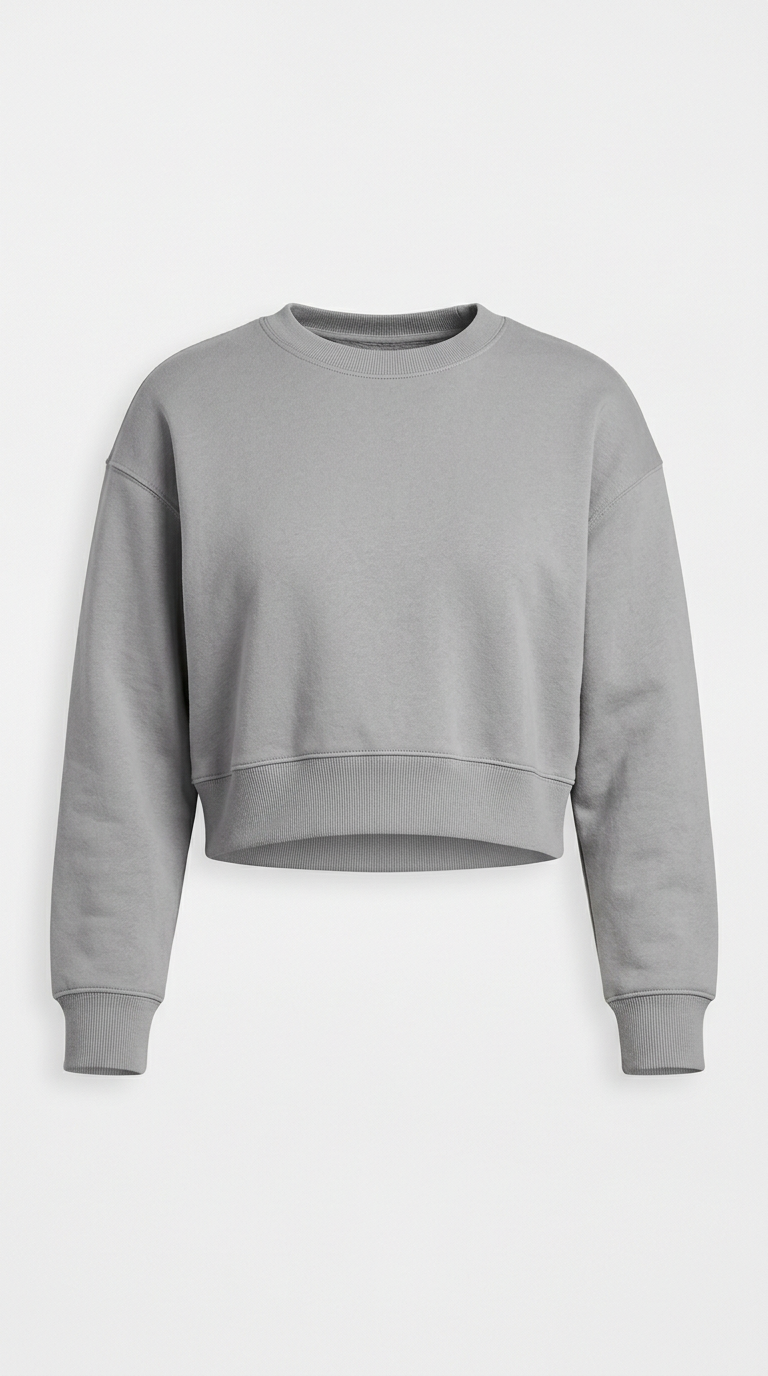 Concrete Gray Cropped Graphic Sweatshirt